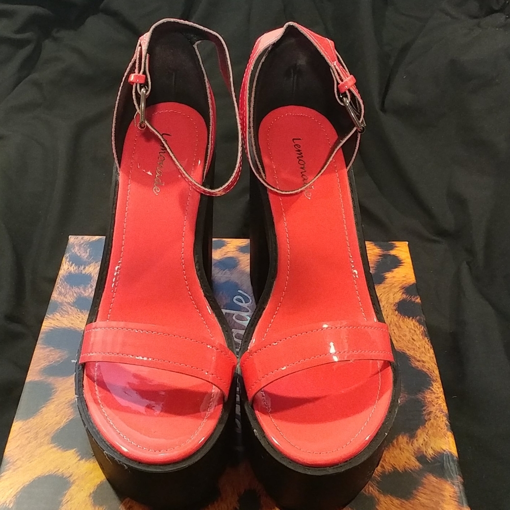 Neon Pink Chunky Heels